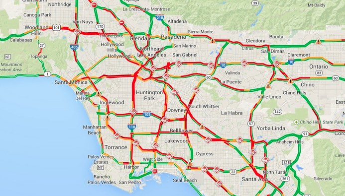 Los Angeles Map with Traffic Hotspots